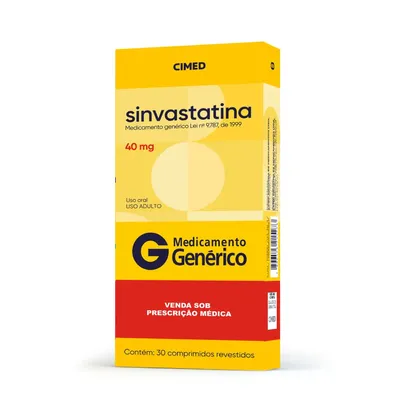 Sinvastatina 40Mg Cimed Caixa 30 Comprimidos Revestidos